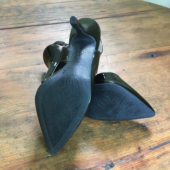 Lime Light "Kolby" Black Faux Patent Leather 4" Sling Back Heels Size 6 - Picture 3 of 6